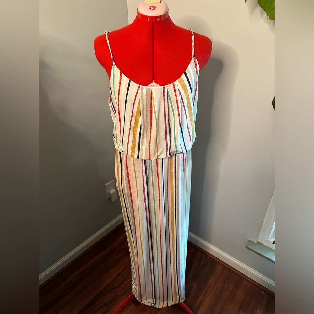 Lightweight Striped Maxi Dress, sz L